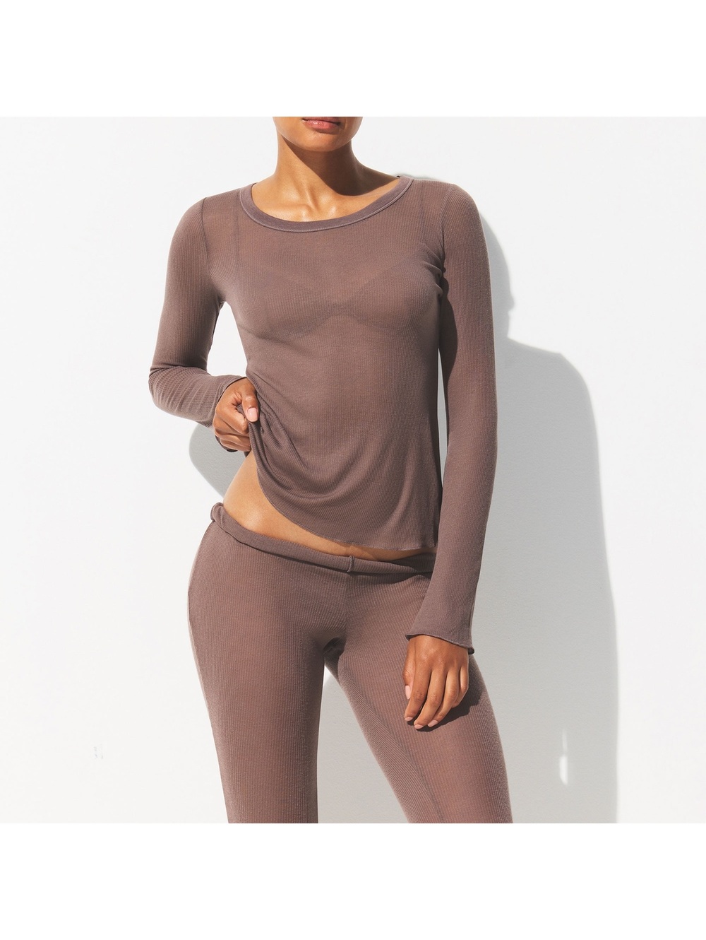 Skims sheer cotton long sleeve wide crew